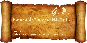 Gyurcsánszky Mária névjegykártya